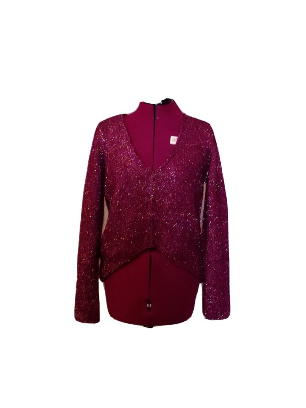 Lovers + Friends Gerona Sweater Women’s XS Magenta Glitter Crop Knit Pullover